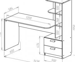 Стіл з шухлядами та надбудовою, письмовий стіл, комп'ютерний стіл, сучасний стіл, стіл з полицями