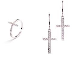 Жіночий срібний комплект прикрас із кубічним цирконієм покритий родієм