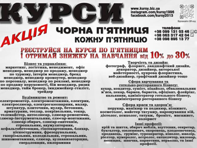 Курси кухаря, електрика, маляра, зварника, слюсаря